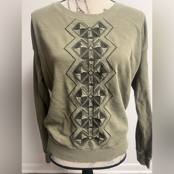 Y2k Olive Geometric Crewneck Sweatshirt! - Picture 3 of 15